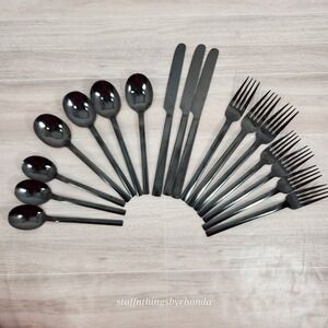Stainless Black Flatware - Place Setting For 3 Only - Missing 3 Pieces‎